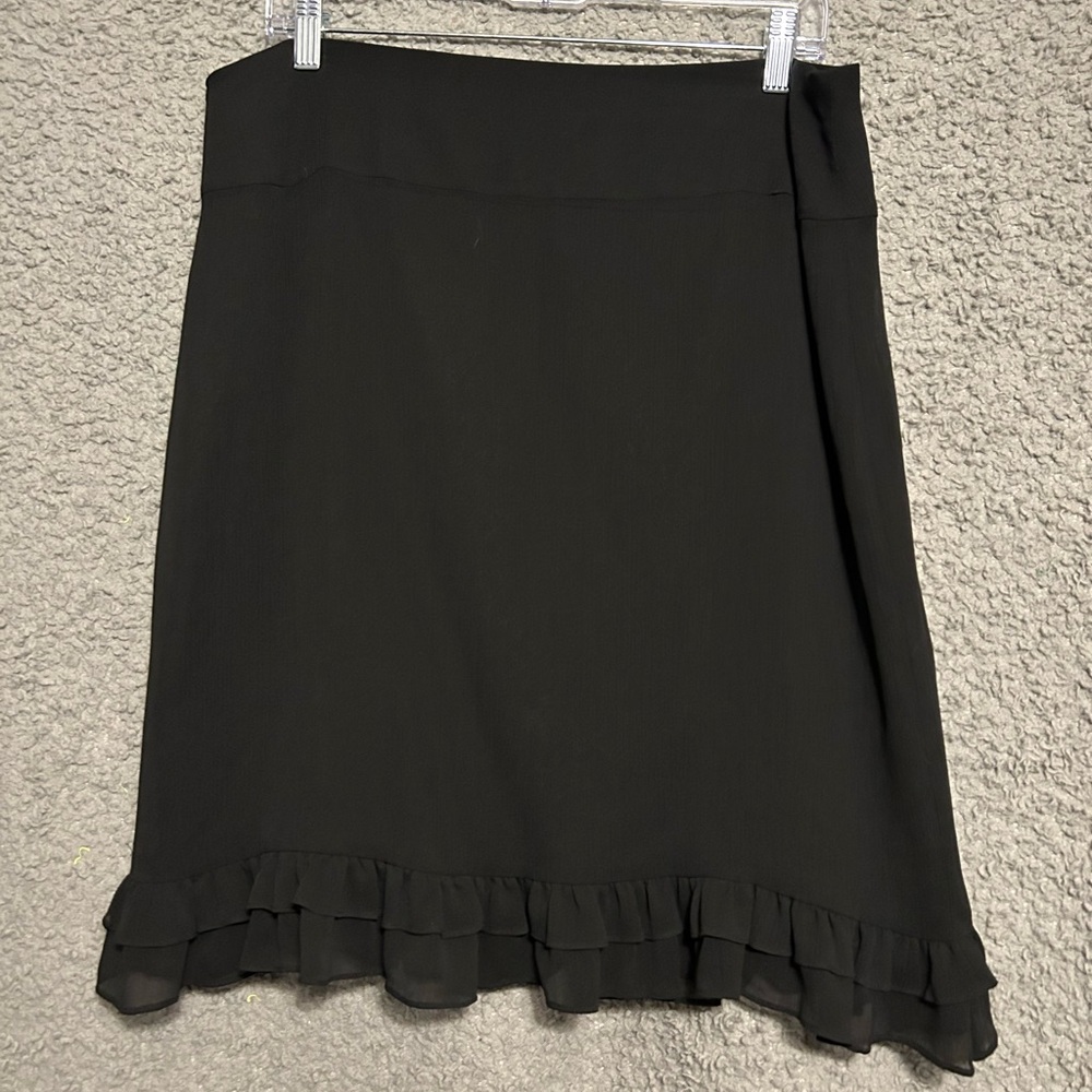 Cato Black A-Line Skirt with Ruffle Hem